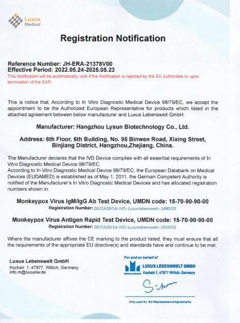Dispositivo de teste rápido de antígeno de vírus Monkeypox e certificado de r...