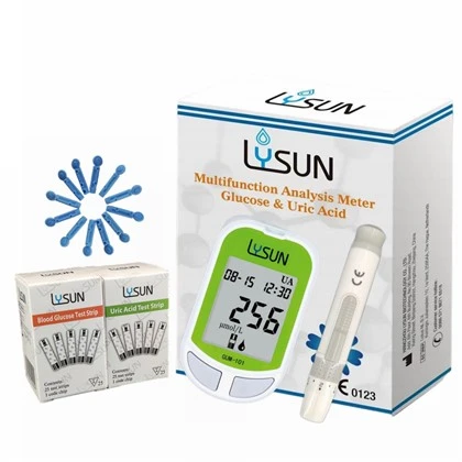 Fornecimento de fábrica Lysun Medidor de teste de ácido úrico de glicose no sangue Multi-sistema de monitoramento Analisador Poct