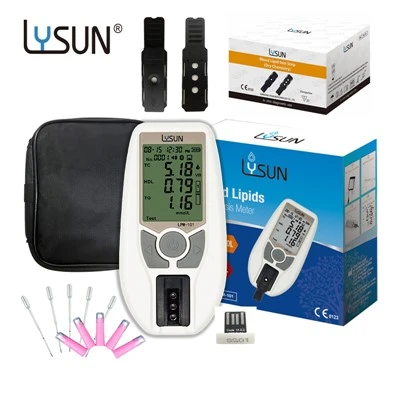 Medidor de colesterol Lysun Medidor de lipídios portátil 3 em 1 Kit de teste de colesterol